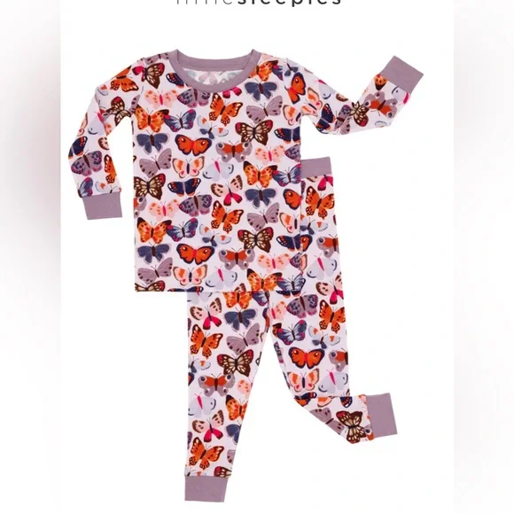 Little sleepies NIB 3T butterfly kisses two piece pajama set